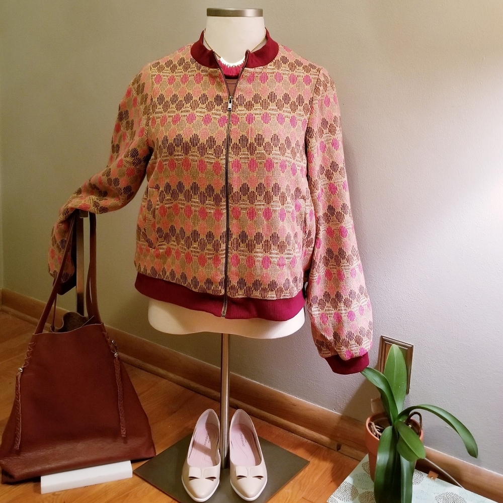 NWT Anthropologie Jacquard Bomber Jacket